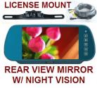 REAR VIEW MIRROR BACKUP CAMERA SYSTEM W/ LICENSE MOUNT CAM